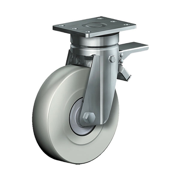 Swivel Castor With Total Lock Stainless Steel Series QX, Wheel PE